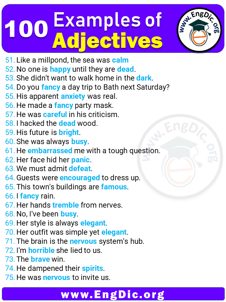 100 Examples of Adjectives in Sentences 3