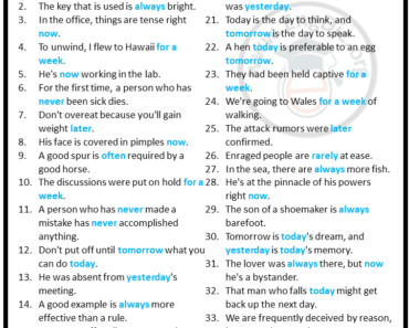 100 Examples of Adverbs of Time in Sentences