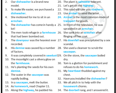 100 Examples of Compound Words in Sentences