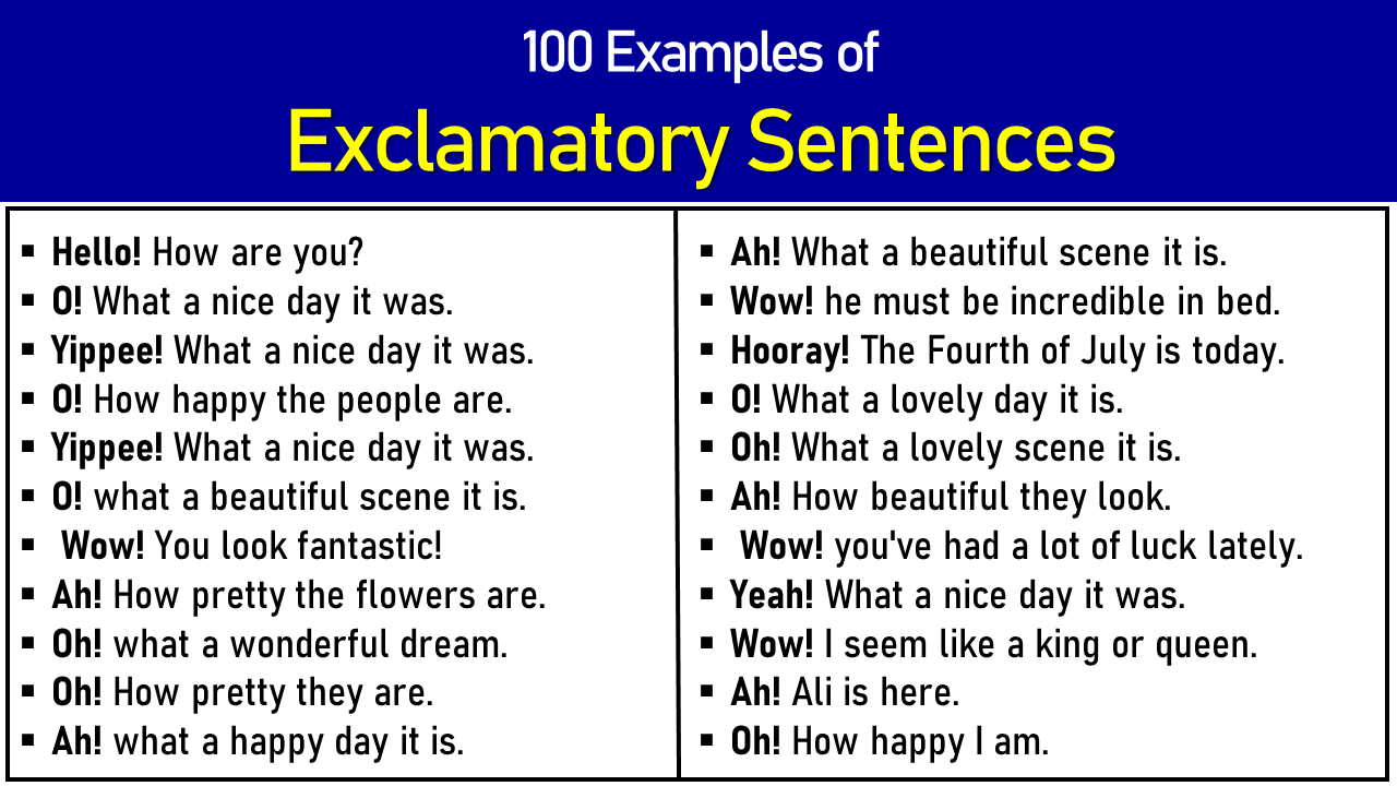 100 Examples Of Exclamatory Sentences EngDic