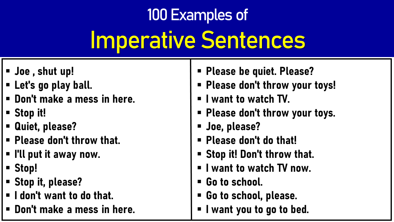 100 Examples Of Imperative Sentences EngDic