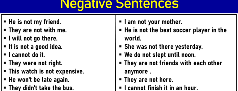 Negative Sentences: 100 Examples of Negative Sentences