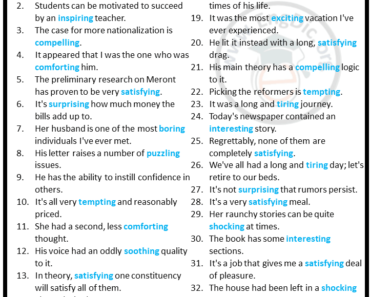 100 Examples of Participial Adjectives in Sentences
