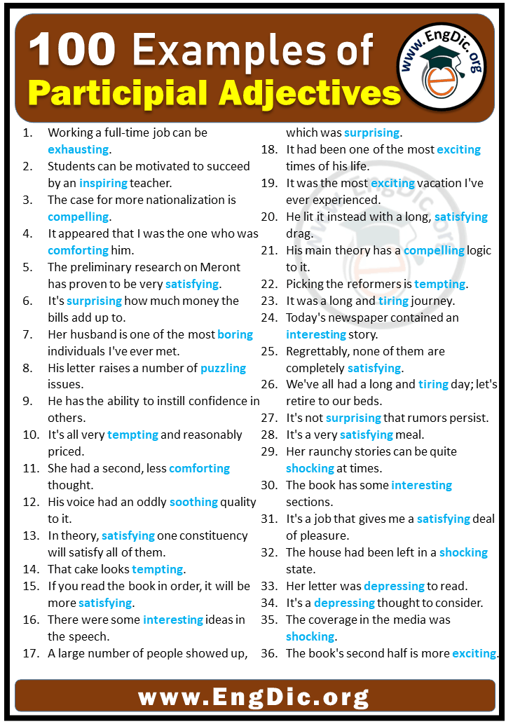 20 Examples Of Participial Adjectives In Sentences EngDic