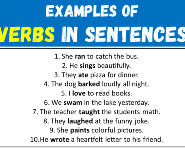 100 Examples of Verbs in Sentences PDF