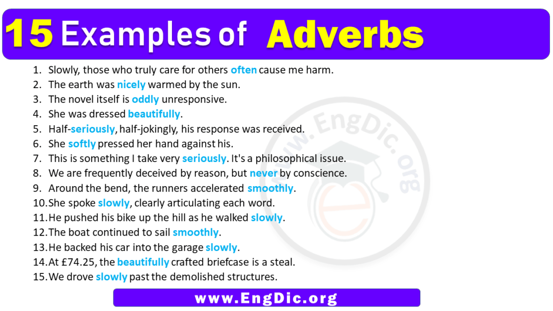 15 Examples of Adverbs in Sentences - EngDic