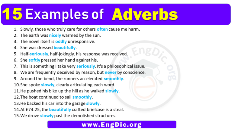 15 Examples of Adverbs in Sentences - EngDic