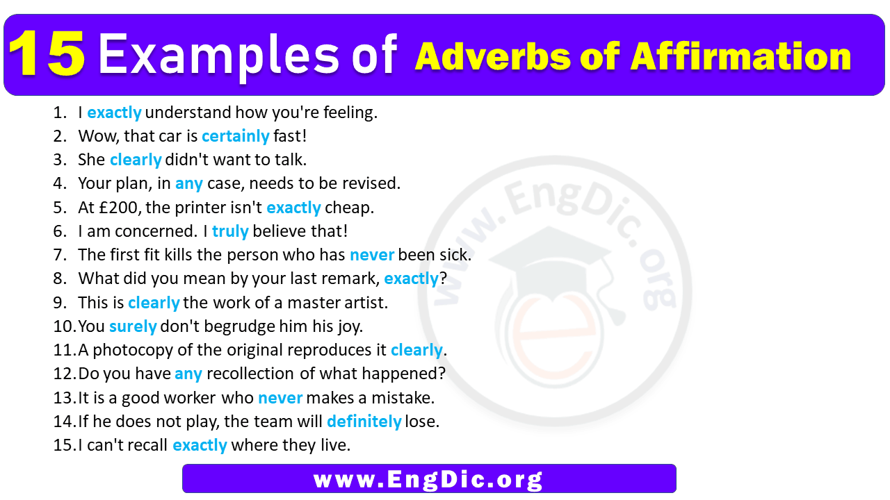 15 Examples of Adverbs of Affirmation in Sentences