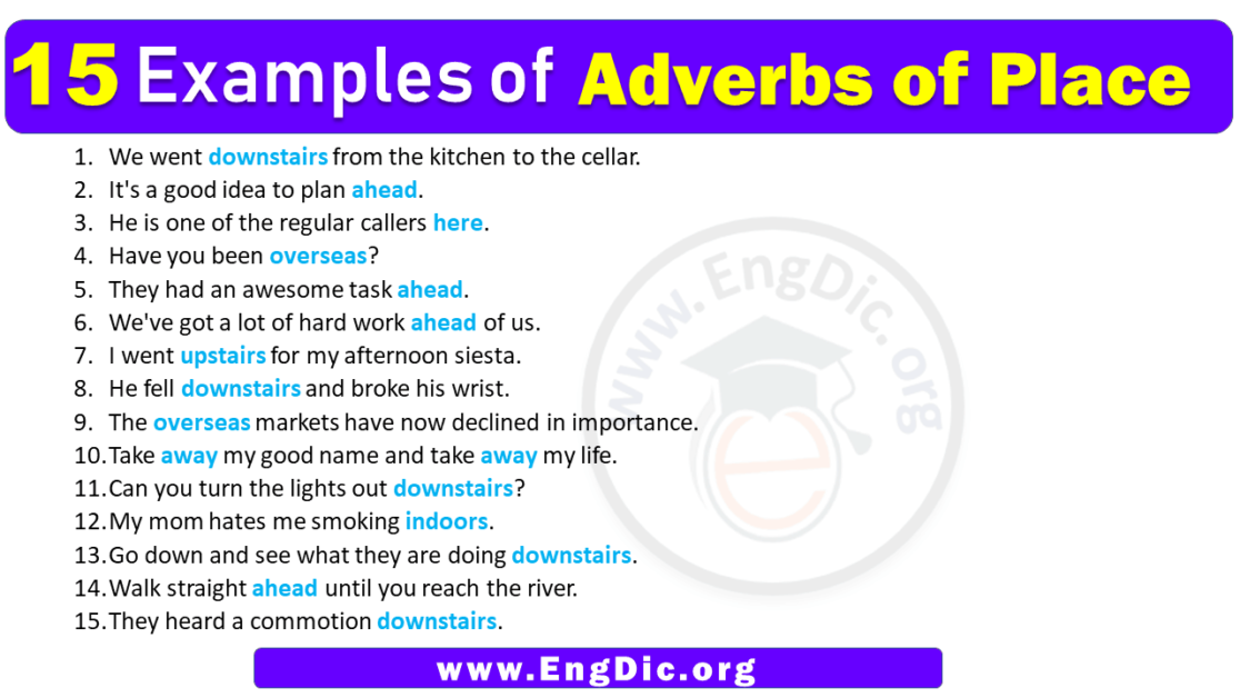 15 Examples of Adverbs of Place in Sentences - EngDic