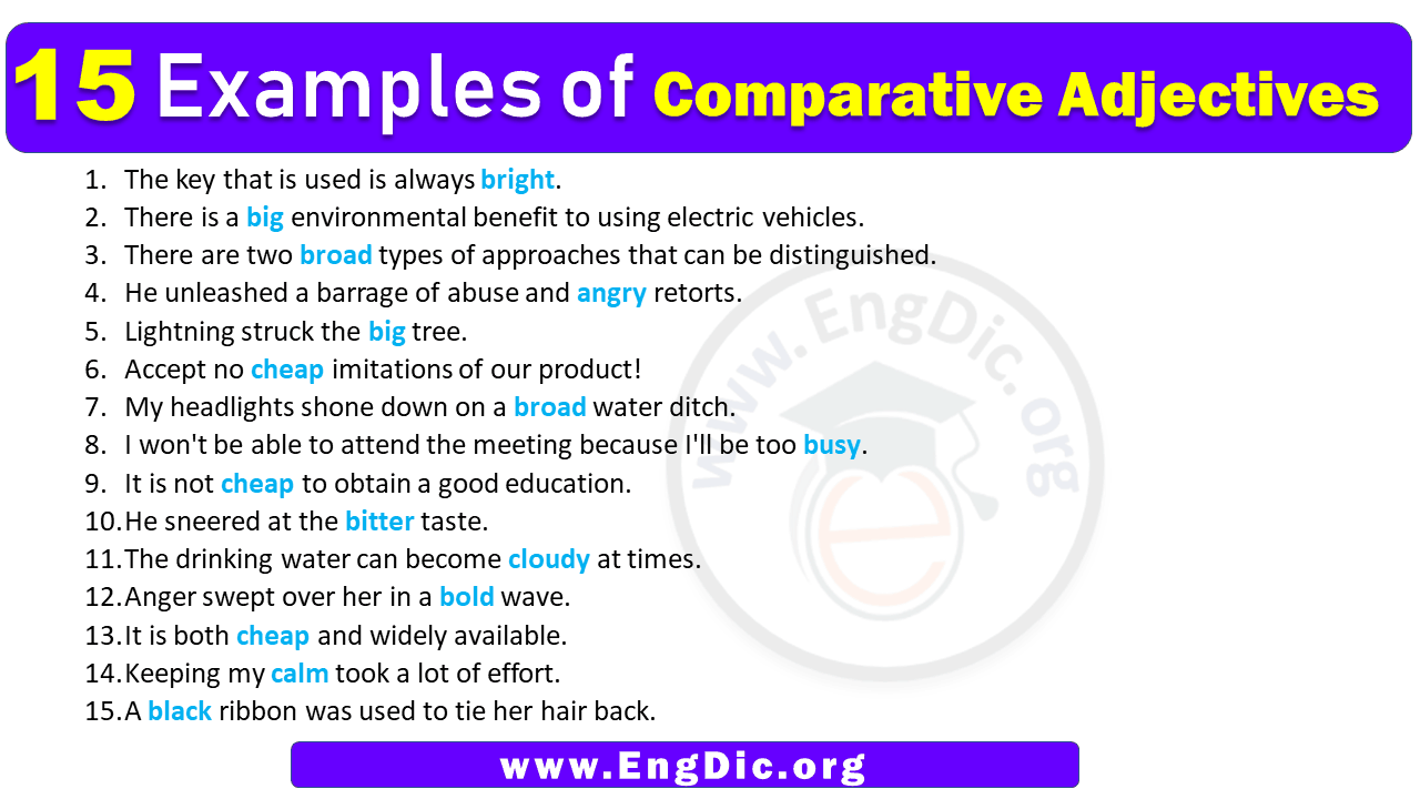 Examples Of Comparative Adjectives In Sentences Engdic