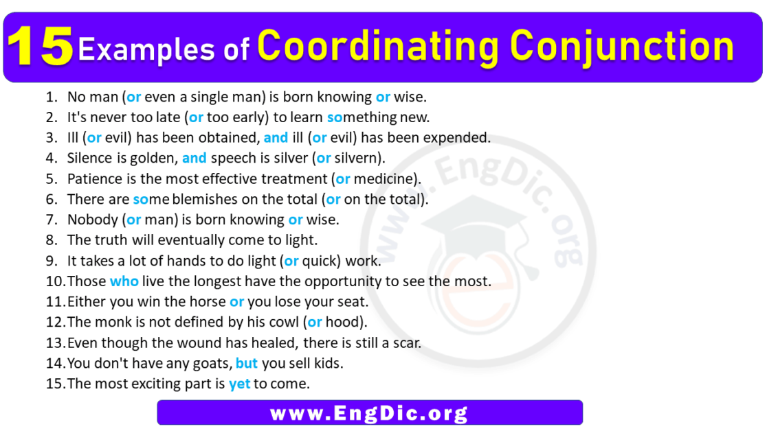 15 Examples of Coordinating Conjunctions in Sentences - EngDic