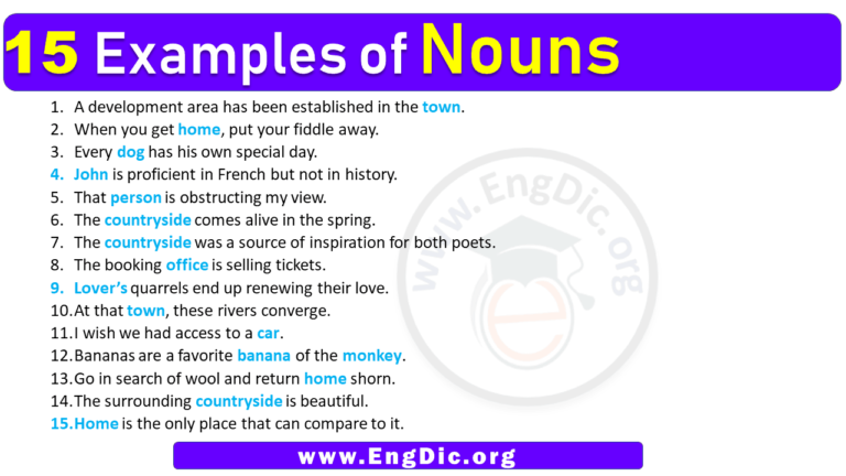 15 Examples Of Noun In Sentences Noun Sentence Examples EngDic