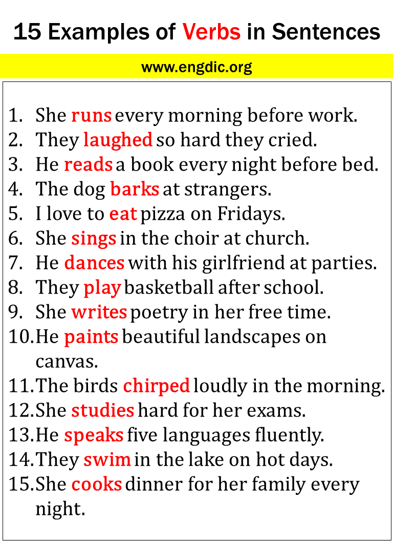 15 Examples of Verbs in Sentences 1