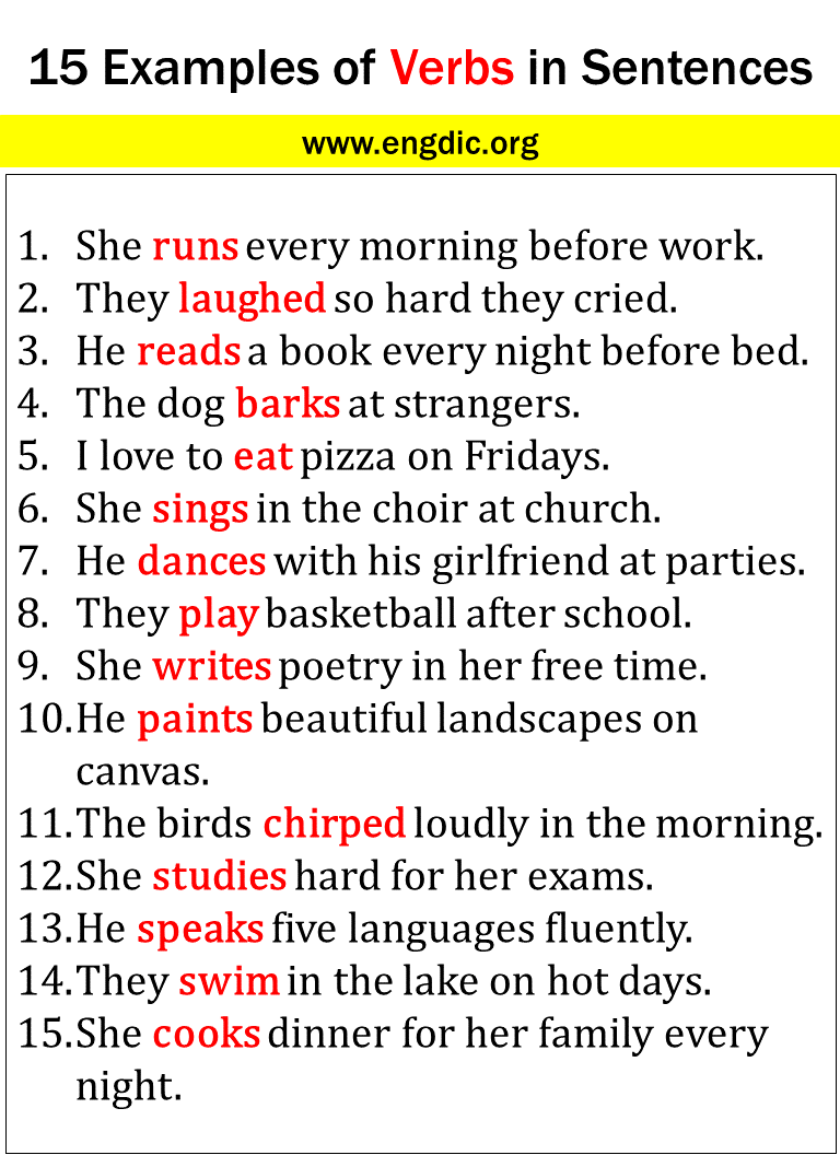 Useful Verb Examples In Sentences 10 Easy Example, 45% OFF