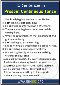 15 Sentences in Present Continuous Tense - EngDic