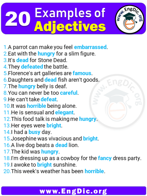 20 Examples Of Adjectives In Sentences – Engdic