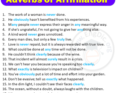 20 Examples of Adverbs of Affirmation in Sentences