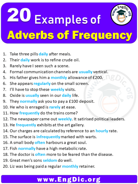 20 Examples of Adverbs of Frequency in Sentences - EngDic