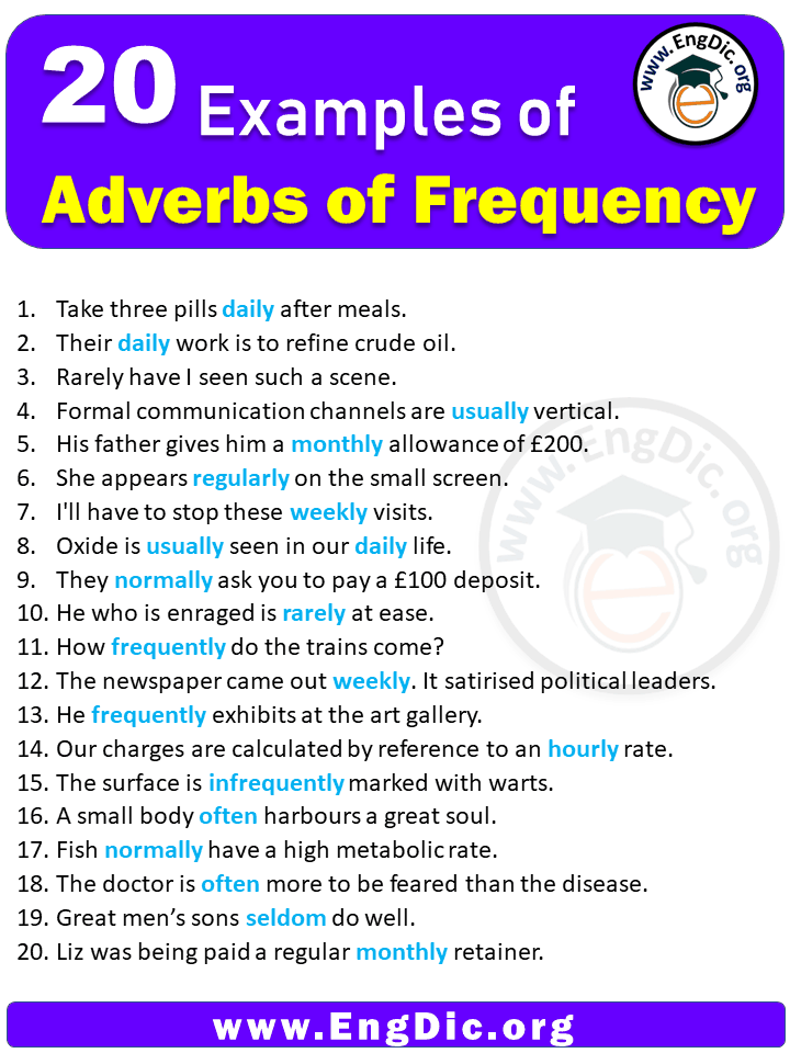 20 Examples of Adverbs of Frequency in Sentences