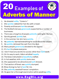 20 Examples of Adverbs of Manner in Sentences