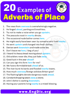 20 Examples of Adverbs of Place in Sentences