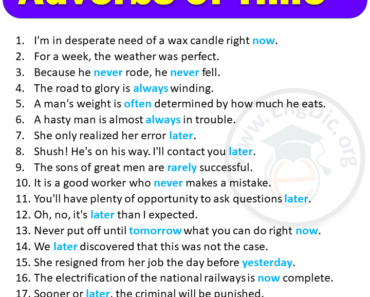 20 Examples of Adverbs of Time in Sentences