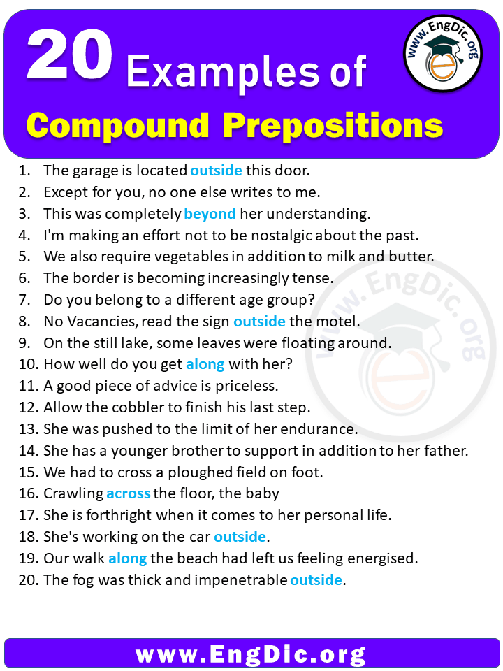 20 Examples of Compound Prepositions in Sentences