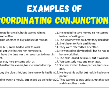 20 Examples of Coordinating Conjunctions in Sentences