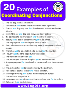 20 Examples Of Coordinating Conjunctions In Sentences – EngDic