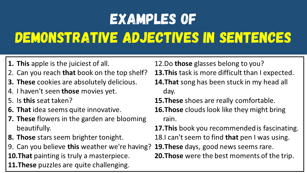 20 Examples of Demonstrative Adjectives in Sentences