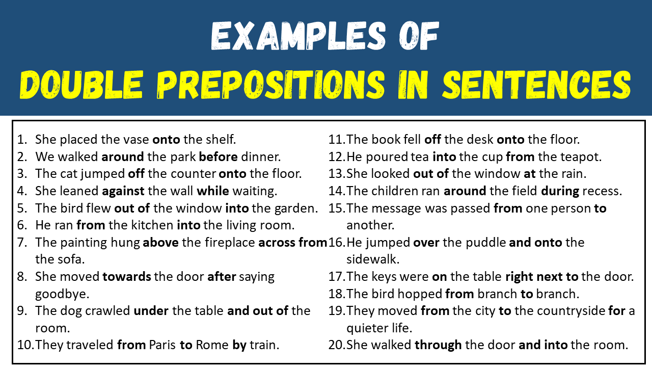 20 Examples of Double Prepositions in Sentences