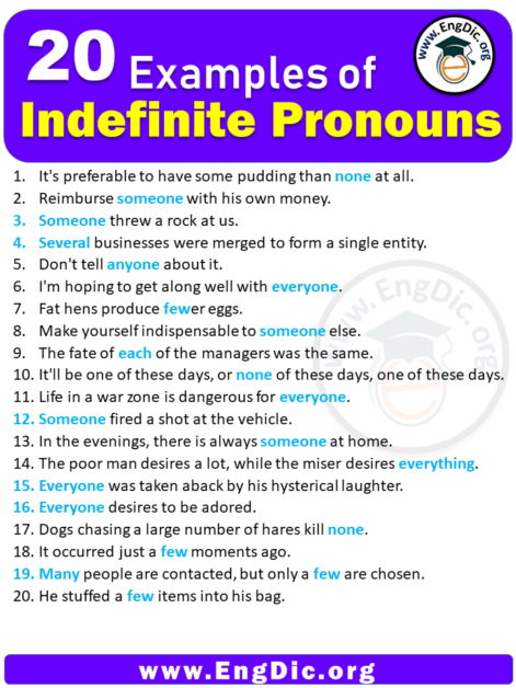 20 Examples of Indefinite Pronouns in Sentences - EngDic