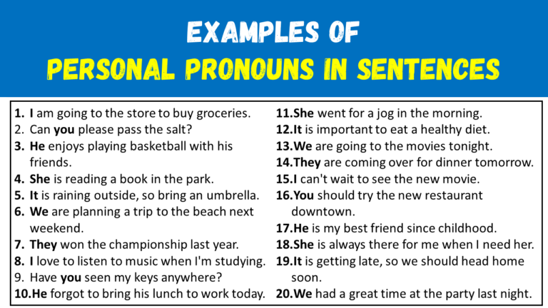 20 Examples of Personal Pronouns in Sentences - EngDic