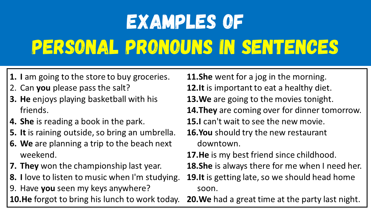 20 Examples of Personal Pronouns in Sentences