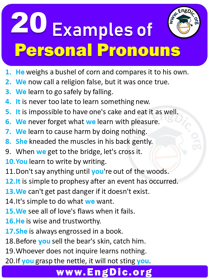 20 Examples Of Personal Pronouns In Sentences EngDic