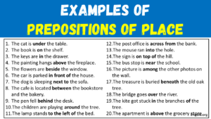 20 Examples of Prepositions of Place in Sentences - EngDic