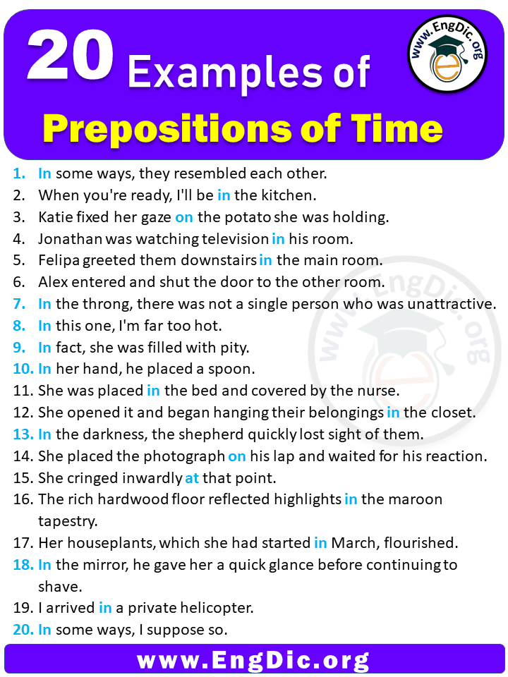 20 Examples of Prepositions of Time