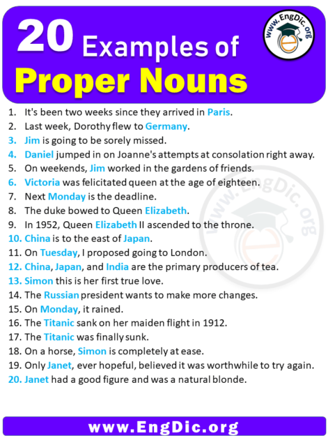 20 Examples Of Proper Nouns In Sentences EngDic