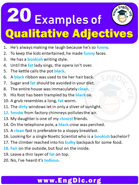 20 Examples of Qualitative Adjectives in Sentences – EngDic