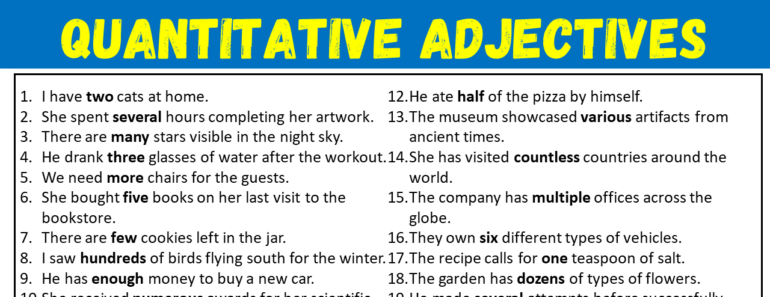 20 Examples of Quantitative Adjectives in Sentences