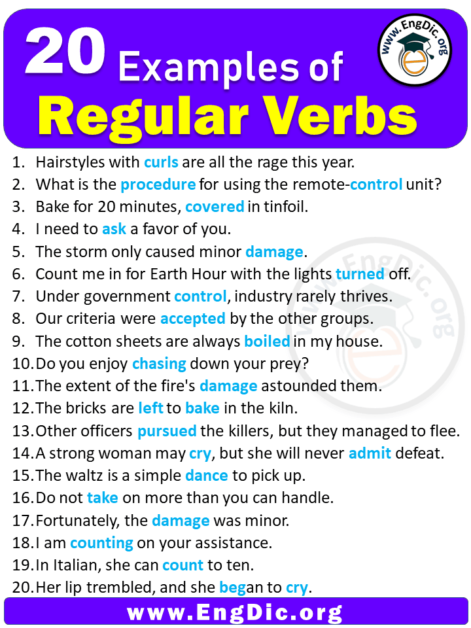 20 Examples of Regular Verbs in Sentences – EngDic