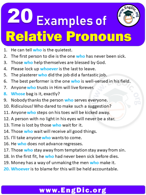 20 Examples of Relative Pronouns in Sentences - EngDic