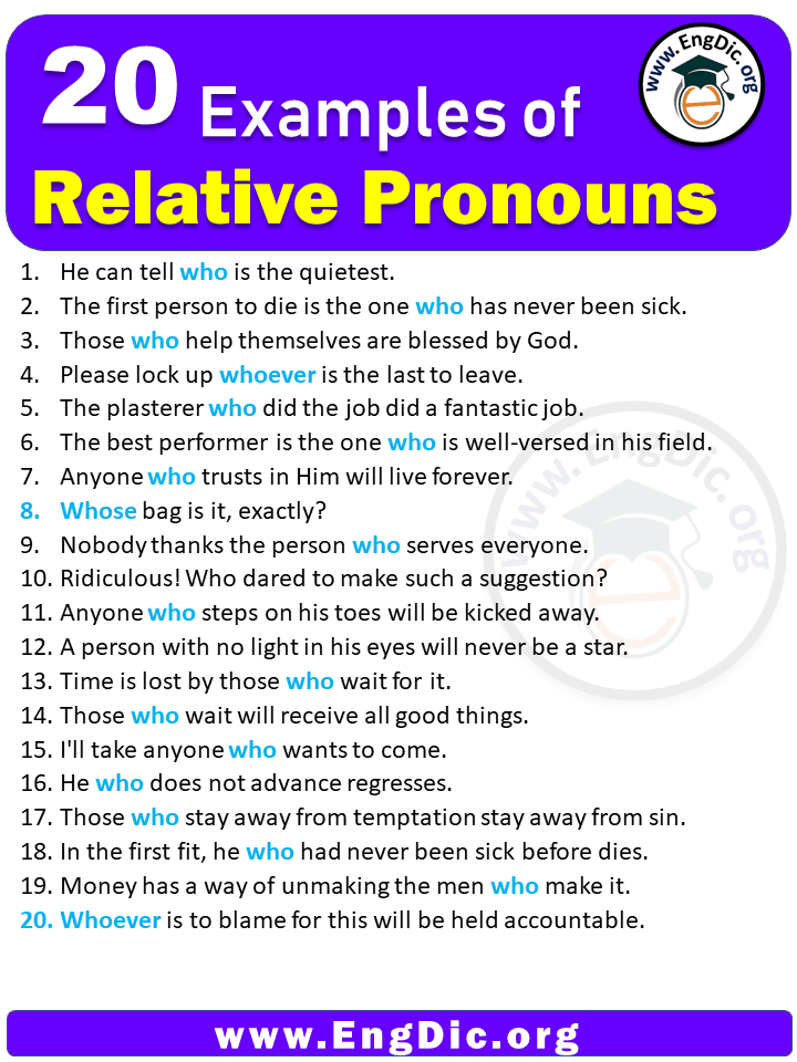 20 Examples of Relative Pronoun in Sentences