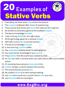 20 Examples of Stative Verbs in Sentences - EngDic