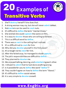 20 Examples of Transitive Verbs in Sentences - EngDic