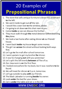 20 Examples of Prepositional Phrase in Sentences - EngDic