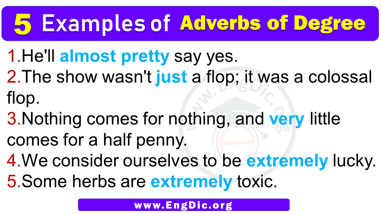 5 Examples of Adverbs of Degrees in Sentences