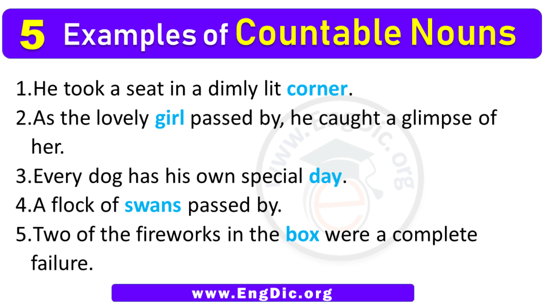 5 Examples of Countable Nouns in Sentences - EngDic