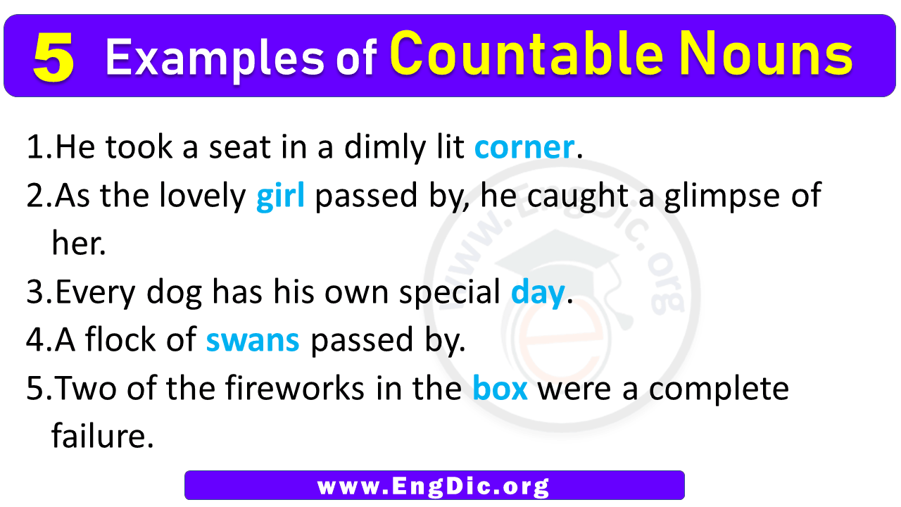 5 Examples of Countable Nouns in Sentences