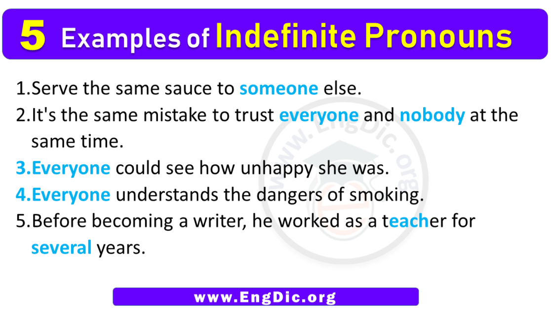 5 Examples of Indefinite Pronouns in Sentences - EngDic